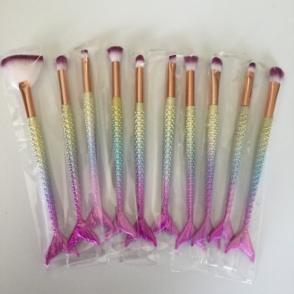 - Mermaid Makeup Brushes Set 10pcs - Picture 1 of 2